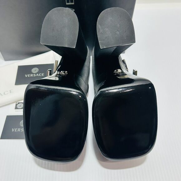 Versace Aevitas Satin Mary Jane Buckle Platform Black Pump 38.5/ 8.5 NWB $1,575 - Picture 12 of 15